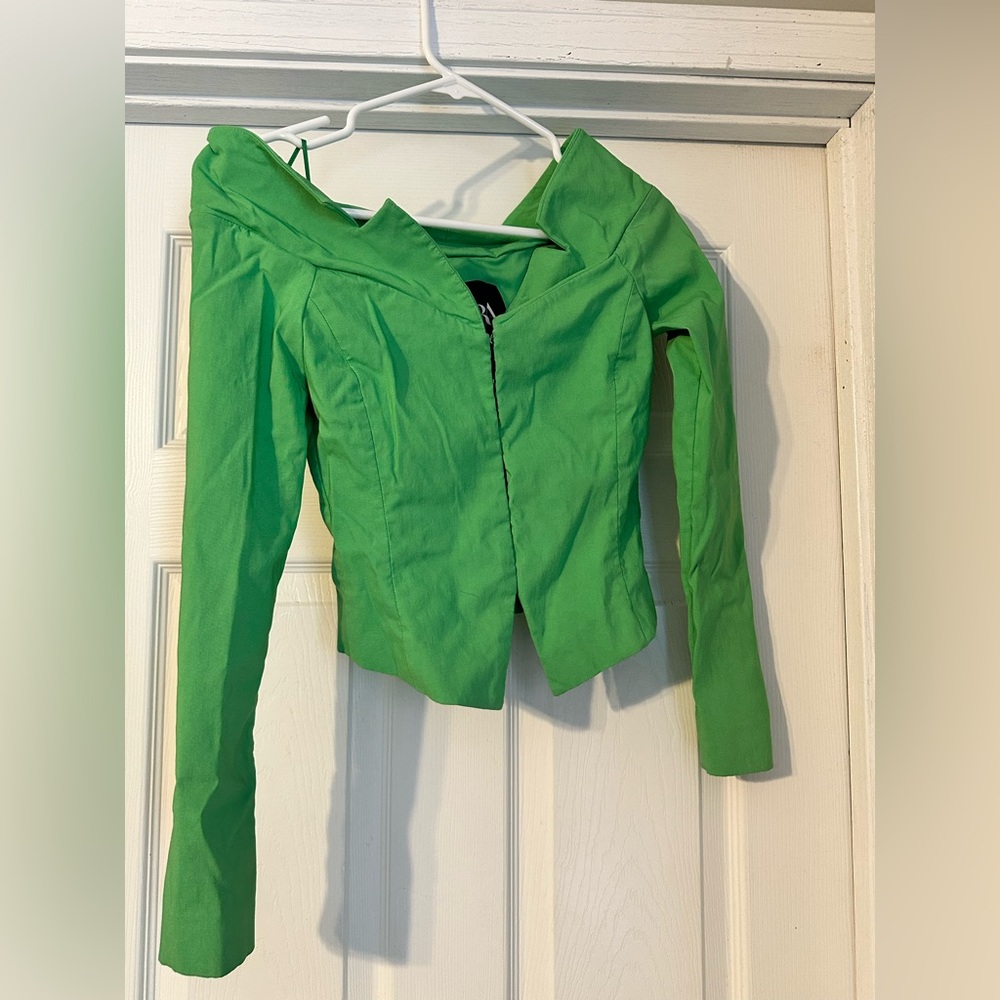 Zara Bright Green Jacket with Black Label